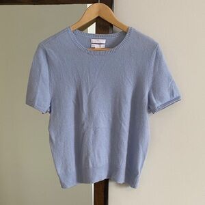 Halston Cashmere Light Blue Short Sleeve Sweater